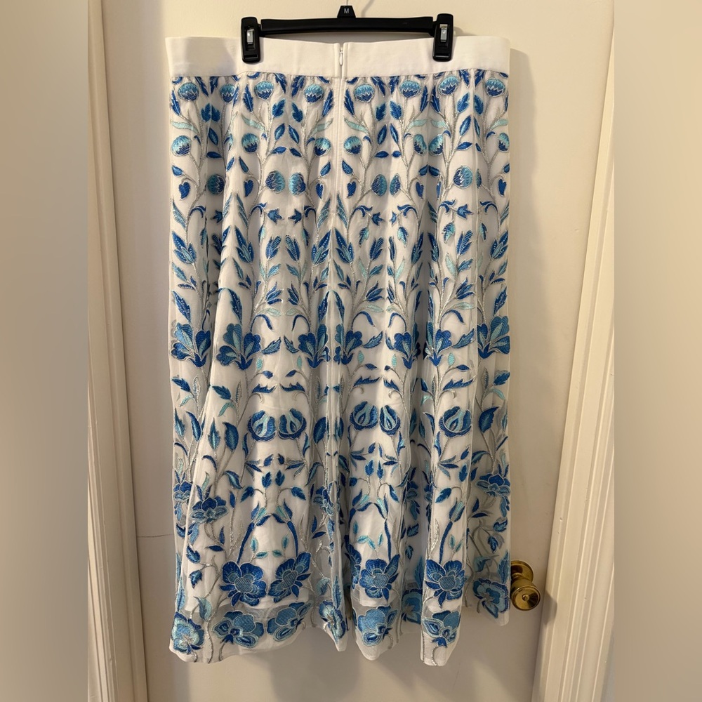 NWT Soft Surroundings Imani Blue Dream Embroidered Embelished maxi Skirt size 1X - Picture 3 of 8